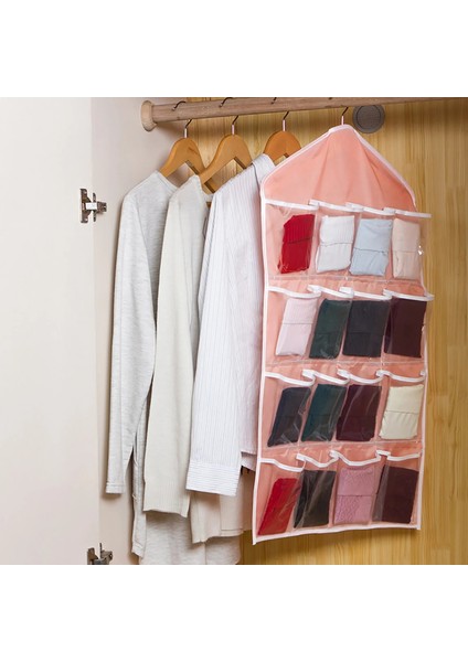 Bej Sıcak 16 Cepler Dolap Cepleri Temizle Asılı Çanta Çorap Sutyen Iç Kırtasiye Raf Askı Depolama Yerden Tasarruf Düzenli Organizatör (Yurt Dışından) fırsatları