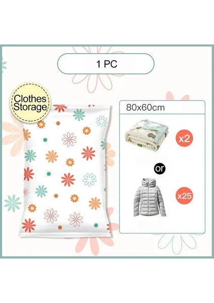 60X80 cm Seyahat Vakumlu Saklama Torbaları Giysiler Için Yorgan Battaniye Yastıklar Sevimli Çiçek Mühür Çanta Giyim Space Saver Dolap Organizatör (Yurt Dışından)