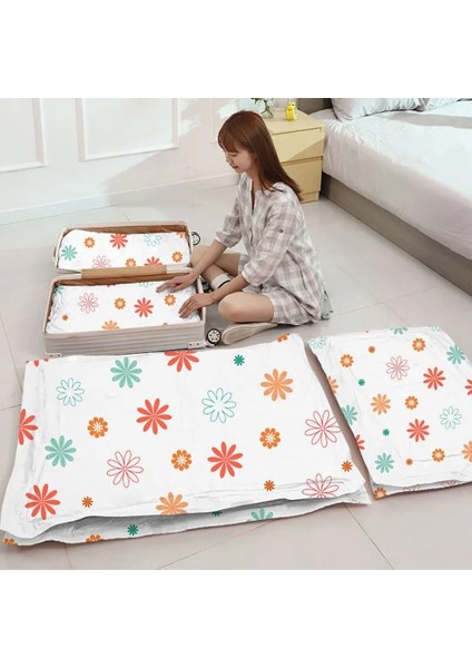 60X80 cm Seyahat Vakumlu Saklama Torbaları Giysiler Için Yorgan Battaniye Yastıklar Sevimli Çiçek Mühür Çanta Giyim Space Saver Dolap Organizatör (Yurt Dışından) fiyatları