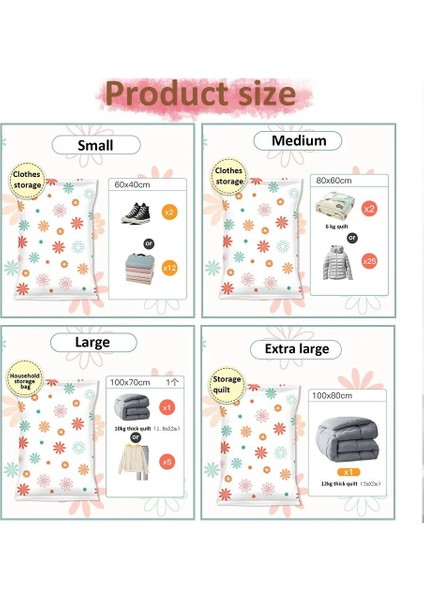 60X80 cm Seyahat Vakumlu Saklama Torbaları Giysiler Için Yorgan Battaniye Yastıklar Sevimli Çiçek Mühür Çanta Giyim Space Saver Dolap Organizatör (Yurt Dışından) fırsatları