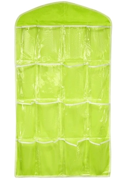 Yeşil 75X42 cm Sıcak 16 Cepler Dolap Cepleri Temizle Asılı Çanta Çorap Sutyen Iç Kırtasiye Raf Askı Depolama Yerden Tasarruf Düzenli Organizatör (Yurt Dışından)