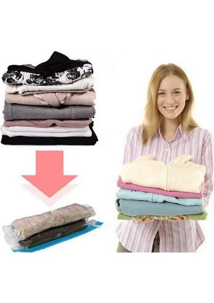 Manuel Hava Pompası Vakum Torbası Elbise Saklama Çantası Dolap Için Sıkıştırılmış Çanta Uzay Battaniyesi Elbise Tasarrufu Yeniden Kullanılabilir Yorgan Organizatör Mühür Paketi (Yurt Dışından)