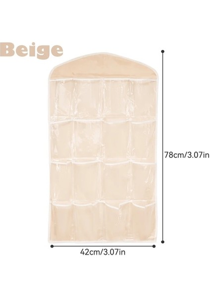 Bej 78X42CM 16 Izgara Cepler Dolap Asılı Organizatör Çorap Sutyen Iç Şeffaf Raf Askı Saklama Torbaları Yerden Tasarruf Organizatör Dropship (Yurt Dışından)