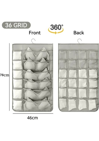 Gri 36 Girds Çorap Iç Asılı Organizatörler Odası Çift Taraflı Sütyen Çorap Elbise Asılı Saklama Çantası Yerden Tasarruf Dolap Dolap Organizatör (Yurt Dışından)
