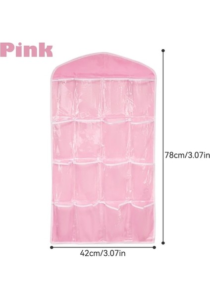 Pembe 78X42 cm 16 Izgara Cepler Dolap Asılı Organizatör Çorap Sutyen Iç Şeffaf Raf Askı Saklama Torbaları Yerden Tasarruf Organizatör Dropship (Yurt Dışından)