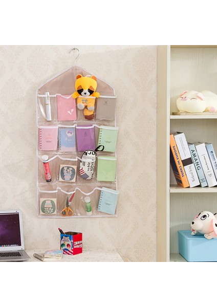 Pembe 78X42 cm 16 Izgara Cepler Dolap Asılı Organizatör Çorap Sutyen Iç Şeffaf Raf Askı Saklama Torbaları Yerden Tasarruf Organizatör Dropship (Yurt Dışından) fırsatları