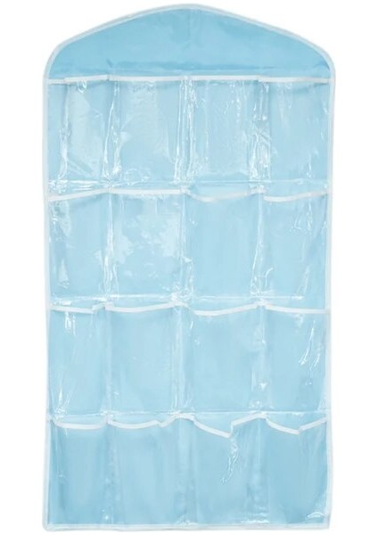 Mavi 75X42 cm Sıcak 16 Cepler Dolap Cepleri Temizle Asılı Çanta Çorap Sutyen Iç Kırtasiye Raf Askı Depolama Yerden Tasarruf Düzenli Organizatör (Yurt Dışından)