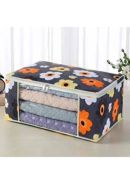 Renk 2 L-Yaklaşık 60X38X25CM Çiçek Desenli Katlanabilir Elbise Saklama Kutusu, Yorgan Düzenleyici Kılıf, Yerden Tasarruf, Ev Yatak Takımı, Kazak Konteyner Çantası, 1 Adet (Yurt Dışından)