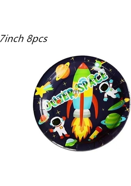 7 Inç Plaka 8 Adet Patlamış Mısır Kutusu Çocuklar Için Astronot Uzay Gemisi Güneş Uzay Doğum Günü Partisi Bebek Duş Parti Malzemeleri Hediye Çantası Aperatif Dekorasyon (Yurt Dışından)