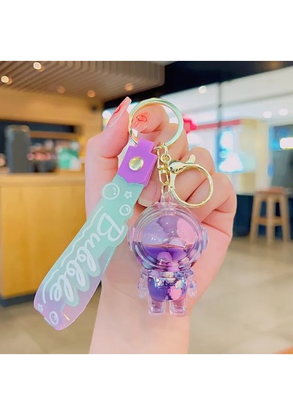 T4 Sevimli Astronot Anahtarlık Uzay Kapsülü Lav Lambası Yağı Dolum Ayı Anahtarlık Hediye Kolye Çiftler Için Çanta Uğuru Aksesuarları (Yurt Dışından)