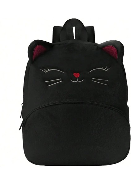 Karikatür Çok Renkli Hayvan Çocuk Sırt Çantası Büyük Kapasiteli Backpack Anaokulu Peluş Sırt Çantası Renk: Siyah (Yurt Dışından)