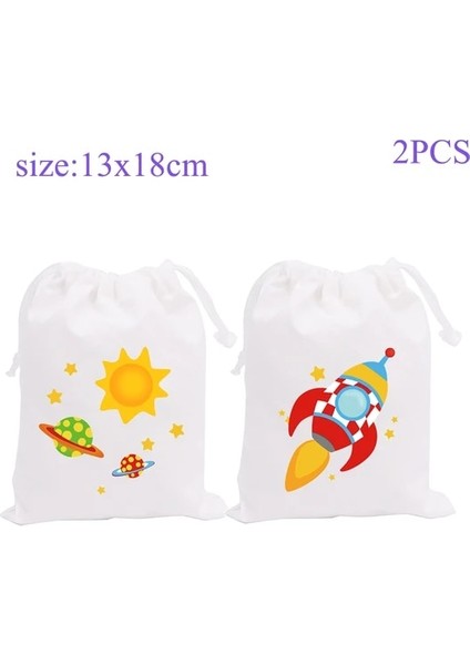 Çanta G 2 5 Adet Uzay Astronot Parti Malzemeleri Davetiyeleri Hediye Kutusu Banner Saman Hediye Çantası Kek Topper Su Şişesi Doğum Günü Partisi Dekorasyon (Yurt Dışından)