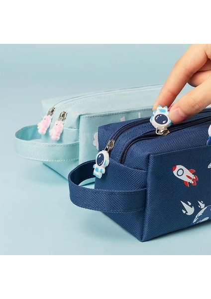 W0167B4 Uzay Astronot Taşınabilir Kalem Kutusu Sevimli Karikatür Çocuk Kırtasiye Çantası Büyük Kapasiteli Saklama Çantası Okul Öğrenci Kanvas Kalem Çantası (Yurt Dışından) indirimleri