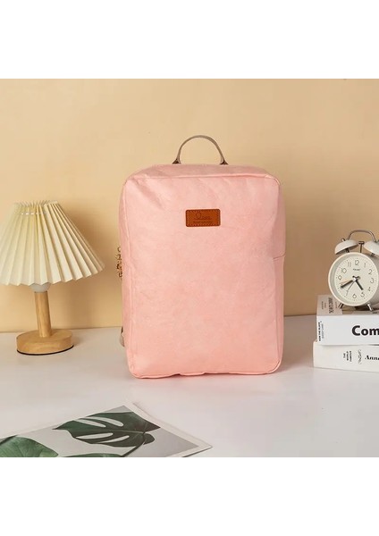Su Yıkanmış Dupont Kağıt Sırt Çantası Erkekler ve Kadınlar Için Iş Gezisi Tuvalet Depolama Çantası Ultra Hafif Genç Öğrenci Schoolbag Renk: Pembe (Yurt Dışından)