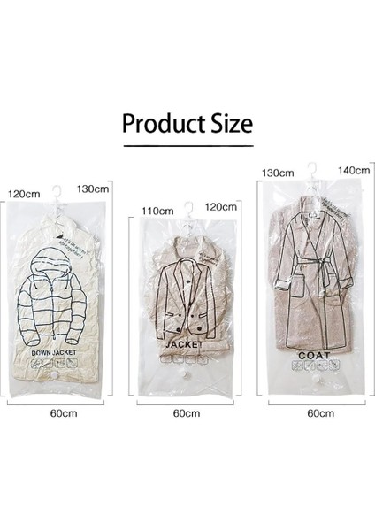 60X110 cm Hava Vakum Torbaları Organizatör Elbise Dolabı Elbise Şeffaf Sıkıştırma Mühür Saklama Çantası Asılı Askı ile Yerden Tasarruf Edin (Yurt Dışından) indirimleri