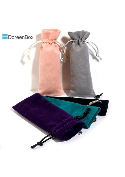 Tavuskuşu Yeşili 5 Adet Kadife Ipli Çanta Hediye Takı Dikdörtgen Renkli Kadife Torbalar Takı Çantaları (Kullanılabilir Alan: 12.5X6CM) 15CM x 6cm (Yurt Dışından) fiyatları