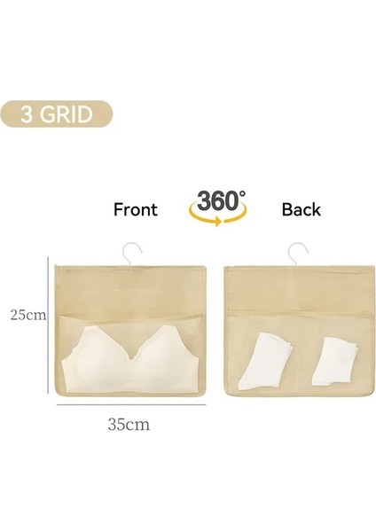 Bej 3 Kuşaklar Çorap Iç Asılı Organizatörler Odası Çift Taraflı Sütyen Çorap Elbise Asılı Saklama Çantası Yerden Tasarruf Dolap Dolap Organizatör (Yurt Dışından)