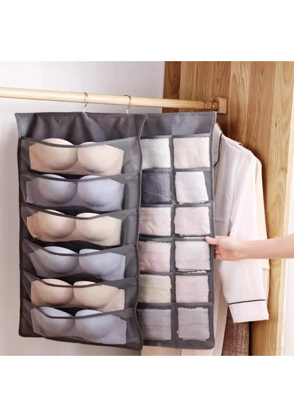 Bej 3 Kuşaklar Çorap Iç Asılı Organizatörler Odası Çift Taraflı Sütyen Çorap Elbise Asılı Saklama Çantası Yerden Tasarruf Dolap Dolap Organizatör (Yurt Dışından) fiyatları