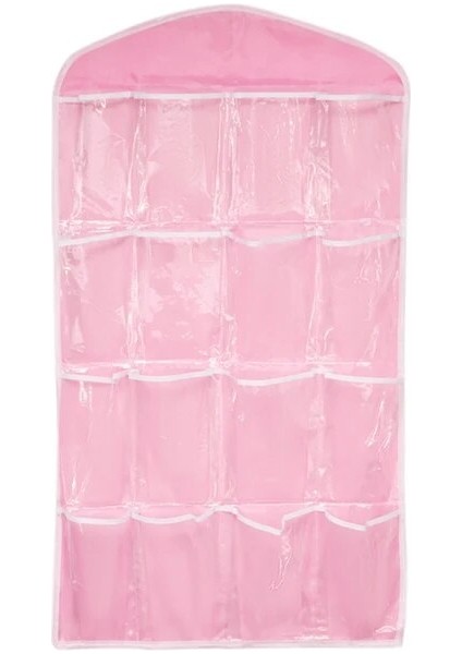 Pembe 75X42 cm Sıcak 16 Cepler Dolap Cepleri Temizle Asılı Çanta Çorap Sutyen Iç Kırtasiye Raf Askı Depolama Yerden Tasarruf Düzenli Organizatör (Yurt Dışından)