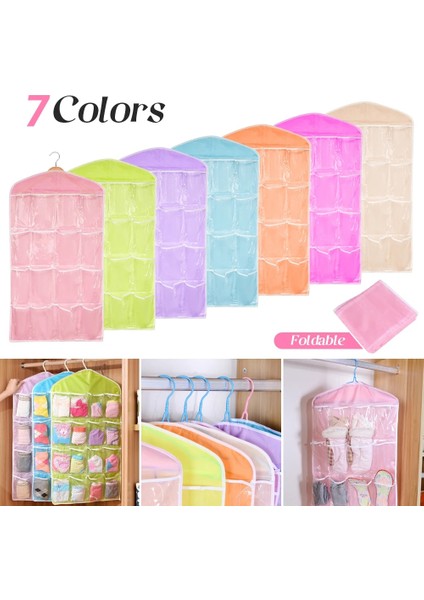 Pembe 75X42 cm Sıcak 16 Cepler Dolap Cepleri Temizle Asılı Çanta Çorap Sutyen Iç Kırtasiye Raf Askı Depolama Yerden Tasarruf Düzenli Organizatör (Yurt Dışından) modelleri