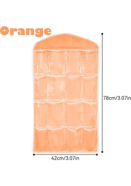 Turuncu 78X42 cm 16 Izgara Cepler Dolap Asılı Organizatör Çorap Sutyen Iç Şeffaf Raf Askı Saklama Torbaları Yerden Tasarruf Organizatör Dropship (Yurt Dışından)