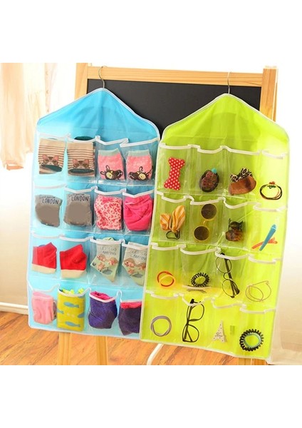 Turuncu 78X42 cm 16 Izgara Cepler Dolap Asılı Organizatör Çorap Sutyen Iç Şeffaf Raf Askı Saklama Torbaları Yerden Tasarruf Organizatör Dropship (Yurt Dışından) modelleri