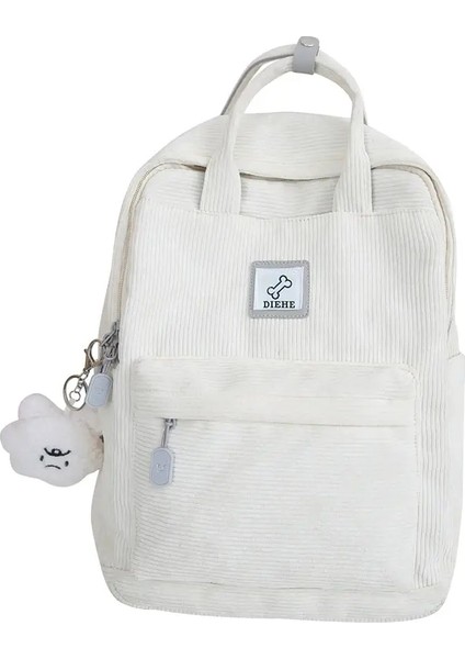 Stripe Sevimli Kadife Kadın Sırt Çantası Genç Kızlar Için Okul Çantası Küçük Harajuku Kadın Kolej Çantası Öğrenci Bayan Kitap Paketi Renk: Beyaz/beden: Sadece Çanta (Yurt Dışından)