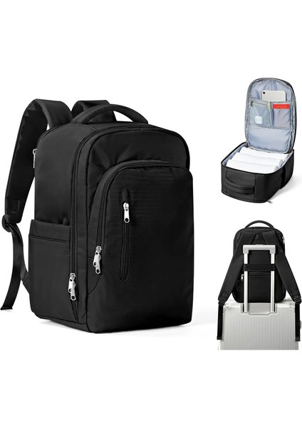 Erkek Kabin Sırt Çantası Uçuş Dizüstü Torbası Kadınlar Için Seyahat Sırt Çantaları Büyük Kapasite Ryanair 40X20X25 Taşıma Avrupa Bagaj Çantaları Renk: Siyah (Yurt Dışından)