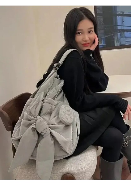 Kadın Çanta Naylon Yüksek Kapasiteli Moda Gündelik Sırt Çantası Yay Çekme Omuz Çantası Çanta All-Matchcolor: Siyah (Yurt Dışından)