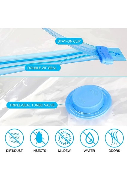 Gümüş Gri 40-50CM Vakum Saklama Torbası Elbise Organizatör Çanta Yatak, Yastık, Havlu, Yer Tasarrufu Valfli Seyahat Mühür Paketi Vakum Torbası Paketi (Yurt Dışından) modelleri