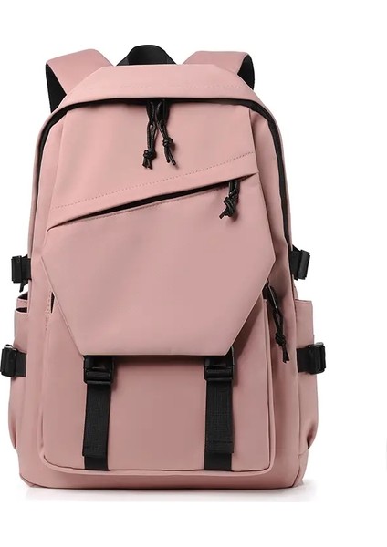 Bir 15 Inç Polyester Su Geçirmez Düz Renk Basit Erkek Sırt Çantası Moda Çift Öğrenci Bilgisayar Sırt Çantası Renk: Pembe/boyut: 15 Inç (Yurt Dışından)
