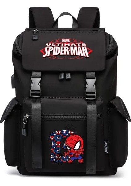 Örümcek Adam Okulu Sırt Çantası Kadın Erkekler Dizüstü Bilgisayar Seyahat Çantası Büyük Su Geçirmez Çok Fonksiyonlu USB Şarj Sibapsack Mochila Bagpack Renk: 002 (Yurt Dışından)