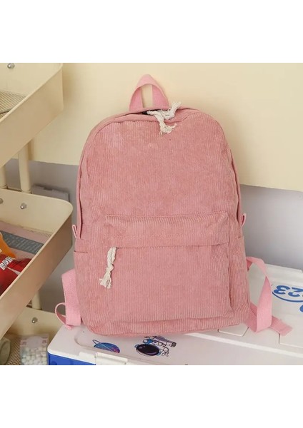 Moda Kadife Tarzı Genç Unisex Öğrenci Okul Çantası Çizgili Yeni Seyahat Bagcolor: Haki (Yurt Dışından)