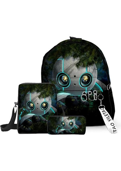Trendy Gençlik Yabani Robot 3D Baskı 3 Pcs/set Çocuklar Öğrenci Seyahat Çantaları Ana Zincir Küçük Sırt Çantası Omuz Çantası Kalem Casecolor: Mavi (Yurt Dışından)