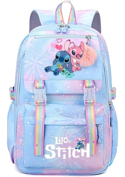 Disney Mochila Lilo ve Dikiş Sırt Çantası Çocuklar Okul Çantaları Kızlar Kadınlar Gündüz Çocuk Çantaları Kawaii Kadın Büyük Kapasite Sırt Çantası Renk: Mavi (Yurt Dışından)
