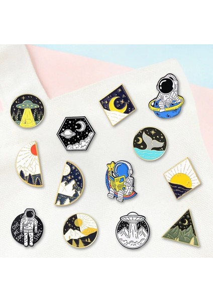 Style.13 Yaratıcı Trendy Karikatür Uzay Güneş Yağı Damlası Yaka Broş Rozetleri Pin Denim Çanta Hediye Erkek Kadın Moda Takı Giysi Dekorasyon (Yurt Dışından) fiyatları