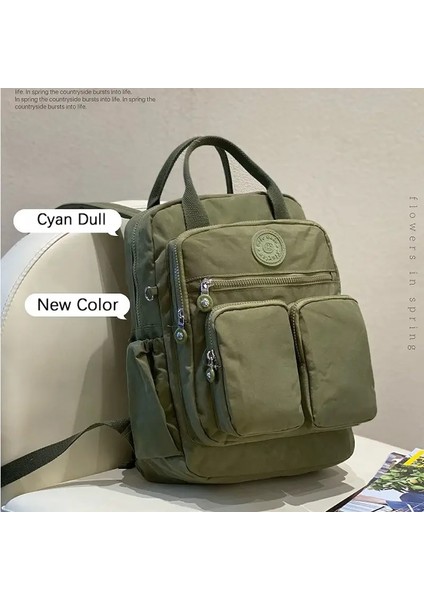 Kadınlar Yüksek Kapasiteli Sırt Çantaları Su Geçirmez Gündelik Sırt Çantası Hafif Seyahat Sırt Çantası Naylon Düz Renk Çok Ponkalı Okul Bagajı: Cian Donuk/boyut: 37CMX10CMX29CM (Yurt Dışından)