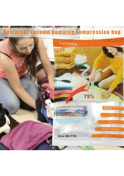 80X110CM Vakum Poşeti Giysi Saklama Çantası Şeffaf Sınır Katlanabilir Sıkıştırılmış Organizatör Yerden Tasarruf Sağlayan Mühür Paketi (Yurt Dışından) indirimleri