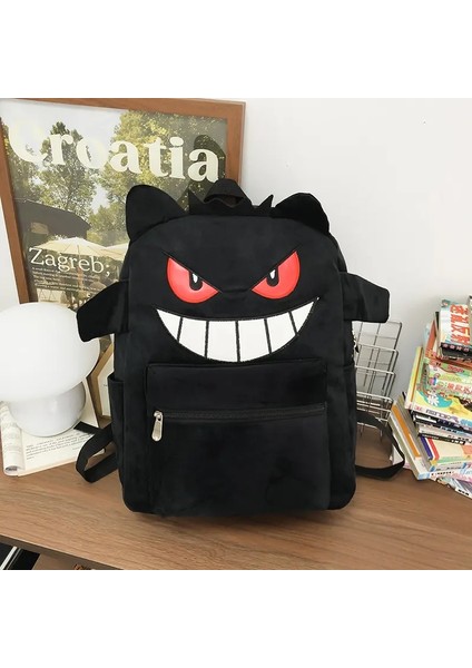 Yeni Moda Kadın Sırt Çantaları Yüksek Kaliteli Bilgisayar Çantası Büyük Kapasiteli Omuz Çantası Karikatür Desen Yumuşak Kumaş Kadın El Çantası: Siyah/boyut: 33CMX15CMX43CM (Yurt Dışından)