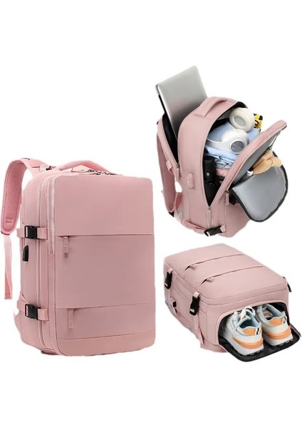 Buylor Kadınlar Için Seyahat Sırt Çantası 40X25X20 Uçak Kabin Sırt Çantası Taşıma Bagajı 14 Inç Dizüstü Bilgisayar Sırt Çantası Gündelik Okulbackpack Renk: Pembe (Yurt Dışından)