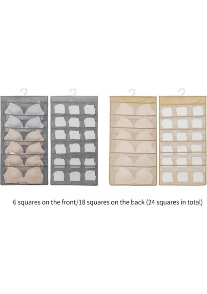 Bej Yerden Tasarruf Sağlayan Askı Organizatörü, Çift Taraflı Çoraplar Için Kumaş Raflı Sütyen Iç Giyim - Kapı ve Arka Için Dokumasız Saklama Çantası (Yurt Dışından) modelleri