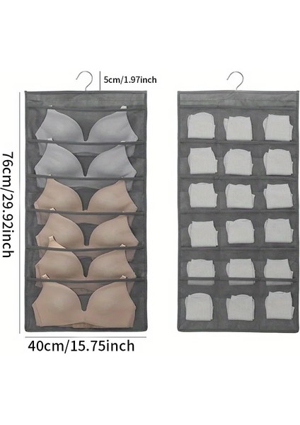 Bej Yerden Tasarruf Sağlayan Askı Organizatörü, Çift Taraflı Çoraplar Için Kumaş Raflı Sütyen Iç Giyim - Kapı ve Arka Için Dokumasız Saklama Çantası (Yurt Dışından) fırsatları