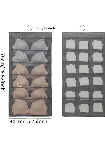 Bej Yerden Tasarruf Sağlayan Askı Organizatörü, Çift Taraflı Çoraplar Için Kumaş Raflı Sütyen Iç Giyim - Kapı ve Arka Için Dokumasız Saklama Çantası (Yurt Dışından) indirimleri