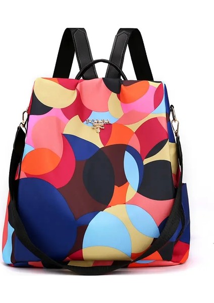 Kadınlar Renkli Hırsızlık Anti Backpack Sıradan Su Geçirmez Oxford Günlük Seyahat Sırt Çantaları Kadınlar Için Çok Fonksiyonlu Tiki Okulu Bagcolor: Multi (Yurt Dışından)