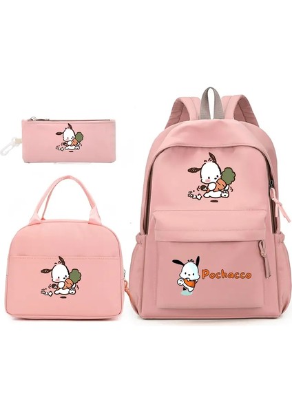 3pcs/set Pochacco Sırt Çantası Gençler Için Öğle Yemeği Çantası ile Öğrenci Okul Çantaları Sıradan Konforlu Seyahat Seti Renk: 002 (Yurt Dışından)