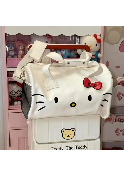 Sanrio Hello Kitty Büyük Kapasiteli Tote Pu Su Geçirmez Işletme Fitness Çantası Yan Çanta Tasarımı Ayakkabıları Tutabilir, Seyahat Bagaj Bagcolor: B 40X27X15 (Yurt Dışından)