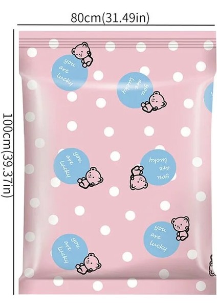 80X100 cm Karikatür Ayı Vakum Torbası Giysi Yorgan Saklama Çantası Dolap Dolap Organizatör Uzay Tasarrufu Sıkıştırılmış Mühür Çanta Ev Organizatör (Yurt Dışından)