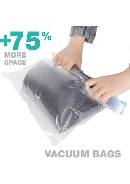 M (60X40 Cm) 2 Adet El Rulo Şeffaf Katlanabilir Sıkıştırılmış Sıkıştırma Vakum Torbası Ev Giysileri Şeffaf Plastik Saklama Çantası Uzay Tasarruflu Mühür Çanta (Yurt Dışından) fırsatları