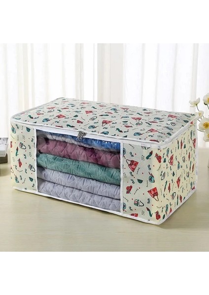Renk 4 Xl-Yaklaşık 66X40X28CM Çiçek Desenli Katlanabilir Elbise Saklama Kutusu, Yorgan Düzenleyici Kılıf, Yerden Tasarruf, Ev Yatak Takımı, Kazak Konteyner Çanta, 1 Parça (Yurt Dışından)