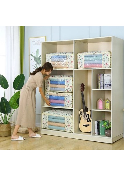 Renk 4 Xl-Yaklaşık 66X40X28CM Çiçek Desenli Katlanabilir Elbise Saklama Kutusu, Yorgan Düzenleyici Kılıf, Yerden Tasarruf, Ev Yatak Takımı, Kazak Konteyner Çanta, 1 Parça (Yurt Dışından) indirimleri